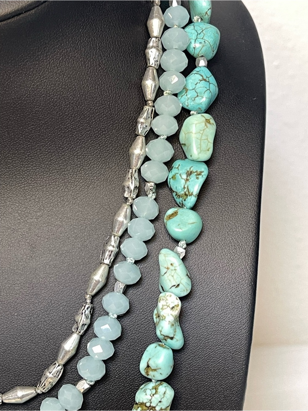 Lucky Brand Turquoise Bead Layered Necklace with Silver Dragonfly Pendant - Picture 7 of 8